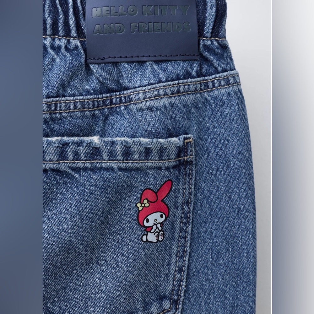 Zara Girls Hello Kitty Sanrio Print Barrel Jeans Size 9-10 Years - Picture 10 of 11